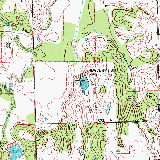 Topographic Map of Caney Creek Site 2 Dam, OK