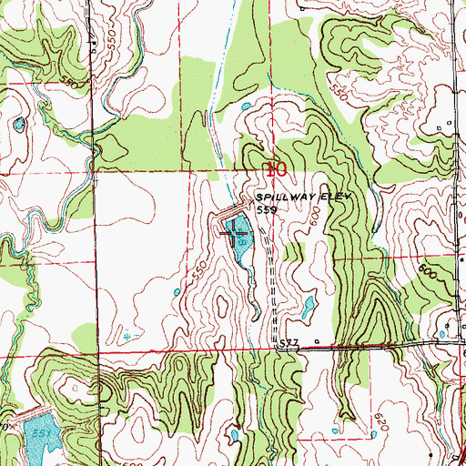 Topographic Map of Caney Creek Site 2 Reservoir, OK