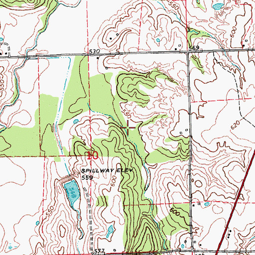 Topographic Map of Caney Creek Site 1 Reservoir, OK