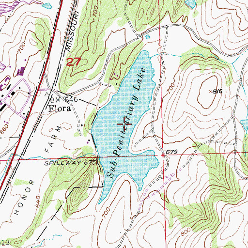 Topographic Map of Bluestem Lake, OK
