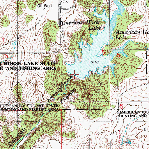 Topographic Map of American Horse Lake Dam, OK