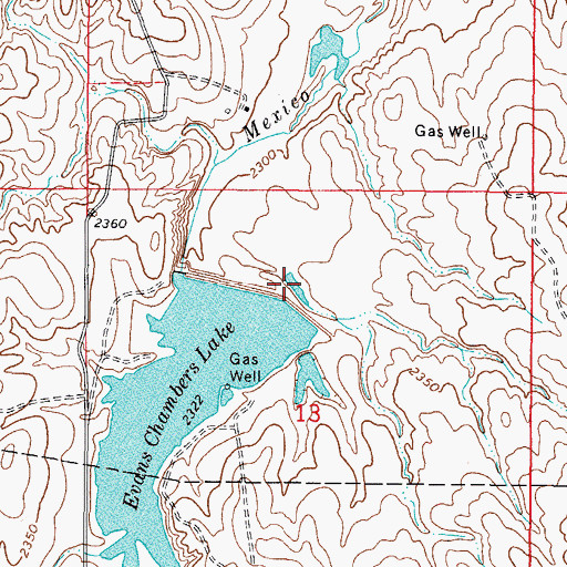 Topographic Map of Lake Evans Chambers, OK