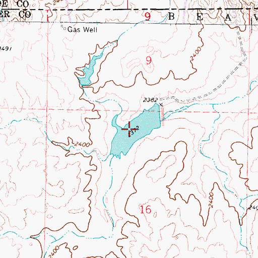Topographic Map of Xit Number 10 Reservoir, OK
