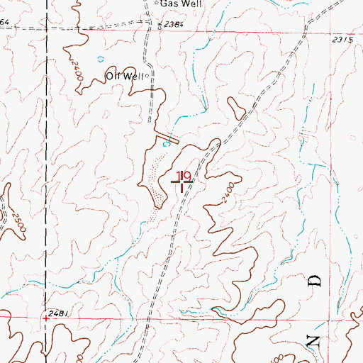 Topographic Map of Xit Number 9 Reservoir, OK