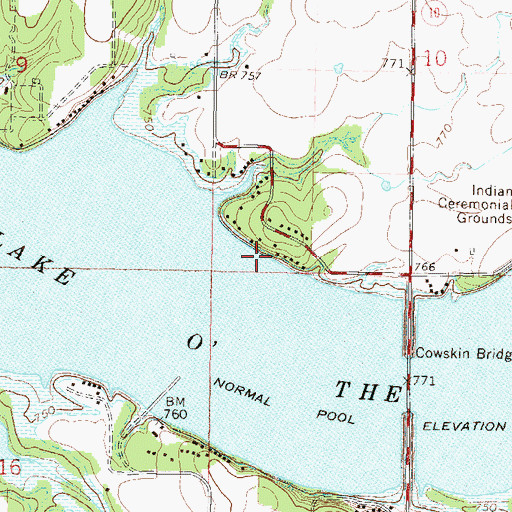 Topographic Map of Lake O the Cherokees, OK