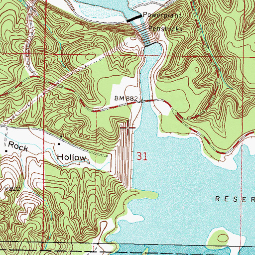 Topographic Map of Chimney Rock Reservoir, OK