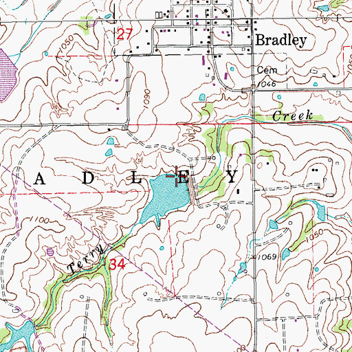 Topographic Map of Round Creek Site 9 Reservoir, OK