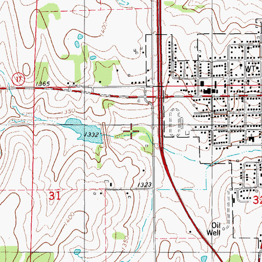 Topographic Map of Rush Creek Site 49 Dam, OK