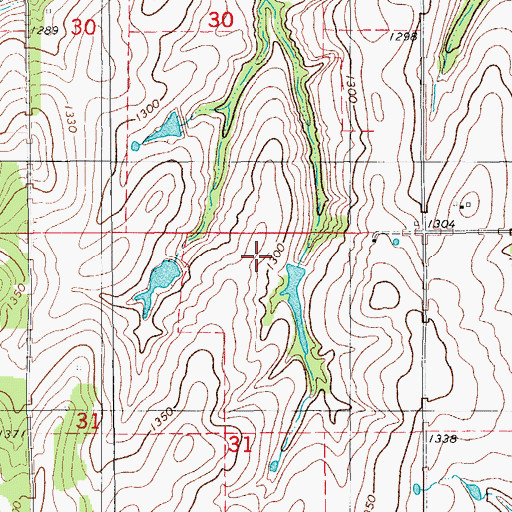 Topographic Map of Rush Creek Site 102 Dam, OK