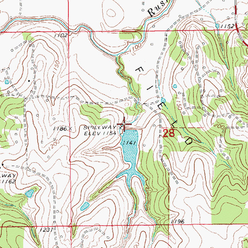 Topographic Map of Rush Creek Site 20 Reservoir, OK