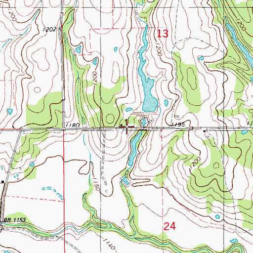 Topographic Map of Rush Creek Site 16 Dam, OK