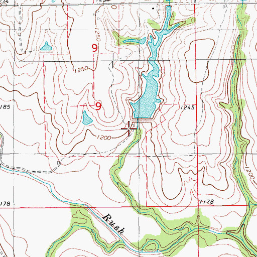 Topographic Map of Rush Creek Site 11 Dam, OK