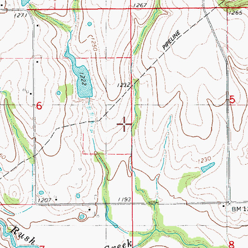 Topographic Map of Rush Creek Site 7 Dam, OK