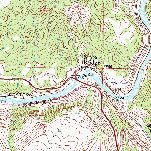 Topographic Map of State Bridge, CO