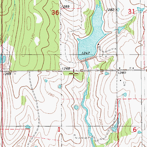 Topographic Map of Rush Creek Site 6 Reservoir, OK