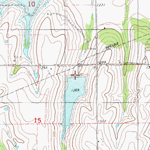 Topographic Map of Rush Creek Site 2 Reservoir, OK
