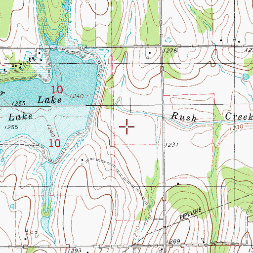 Topographic Map of Rush Creek Site 1 Reservoir, OK