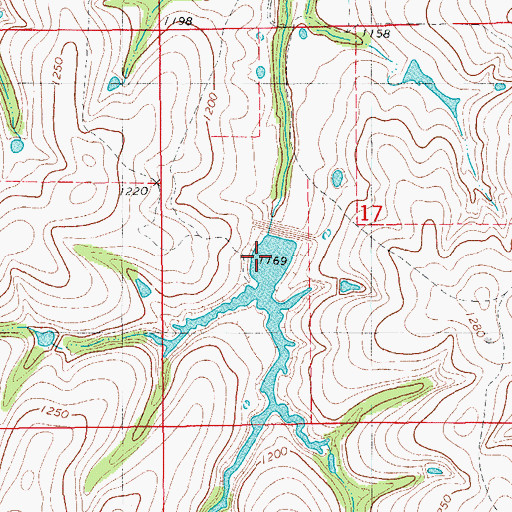 Topographic Map of Roaring Creek Site 7 Dam, OK