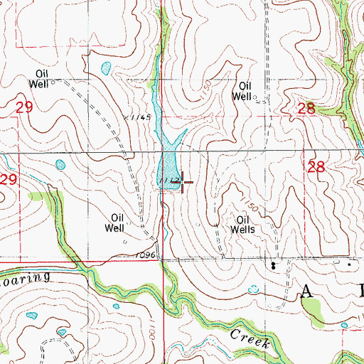 Topographic Map of Roaring Creek Site 11 Reservoir, OK