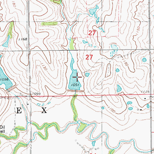 Topographic Map of Roaring Creek Site 13 Reservoir, OK