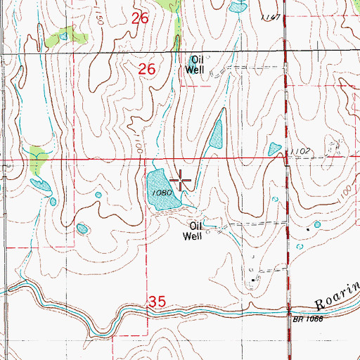 Topographic Map of Roaring Creek Site 14 Reservoir, OK