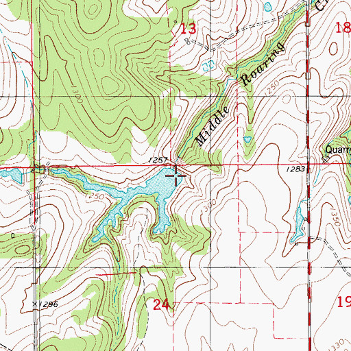 Topographic Map of Roaring Creek Site 16a Reservoir, OK