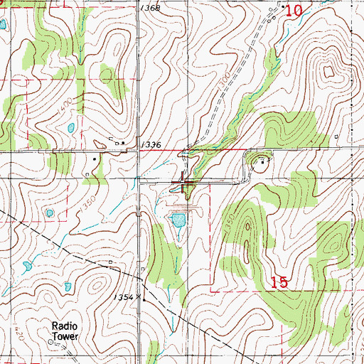 Topographic Map of Roaring Creek Site 102 Dam, OK