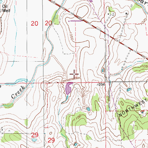 Topographic Map of Roaring Creek Site 105 Reservoir, OK