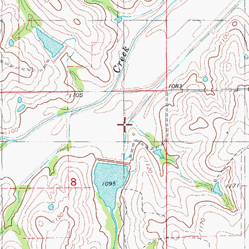 Topographic Map of Roaring Creek Site D-7 Reservoir, OK