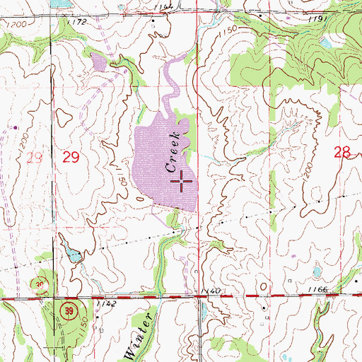 Topographic Map of Winter Creek Site 1 Reservoir, OK
