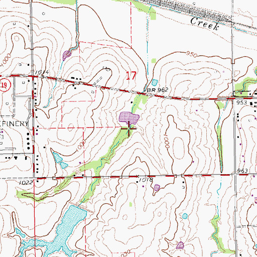 Topographic Map of Maysville Laterals Site B3 Dam, OK