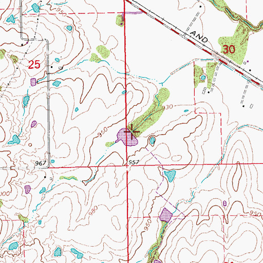 Topographic Map of Maysville Laterals Site L5 Reservoir, OK