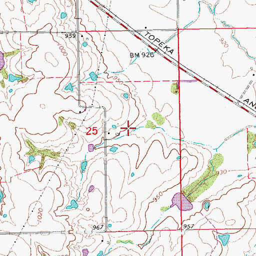Topographic Map of Maysville Laterals Site L4 Dam, OK