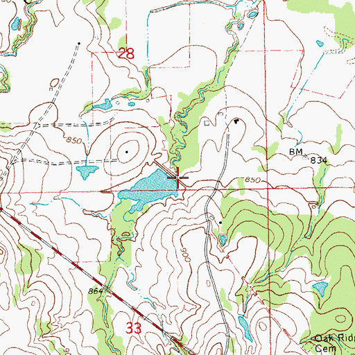 Topographic Map of Wildhorse Creek Site 1 Reservoir, OK