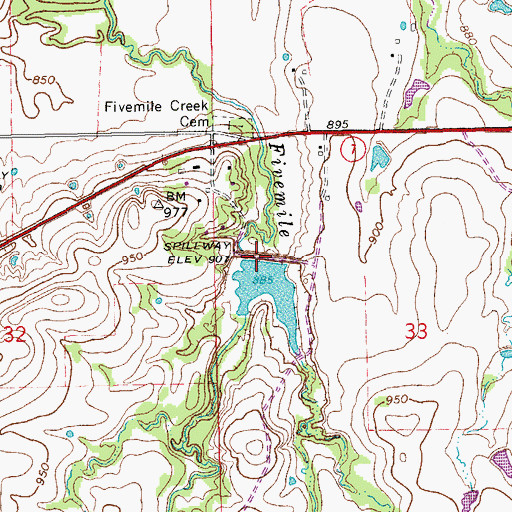 Topographic Map of Wildhorse Creek Site 6 Dam, OK