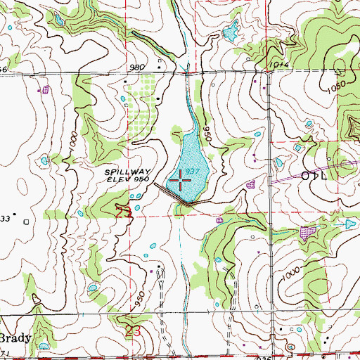 Topographic Map of Wildhorse Creek Site 57 Dam, OK