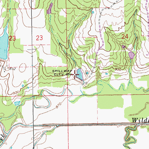 Topographic Map of Wildhorse Creek Site 80 Reservoir, OK