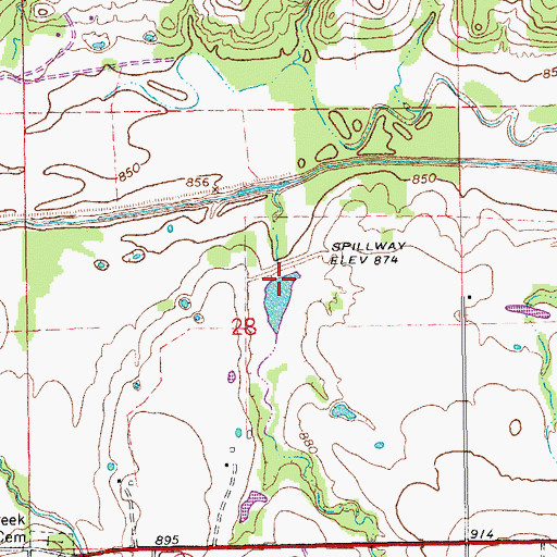 Topographic Map of Wildhorse Creek Site 77 Reservoir, OK