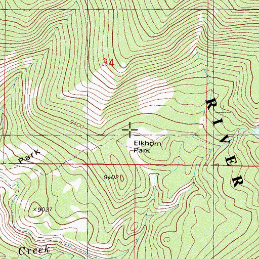 Topographic Map of Elkhorn Park, CO