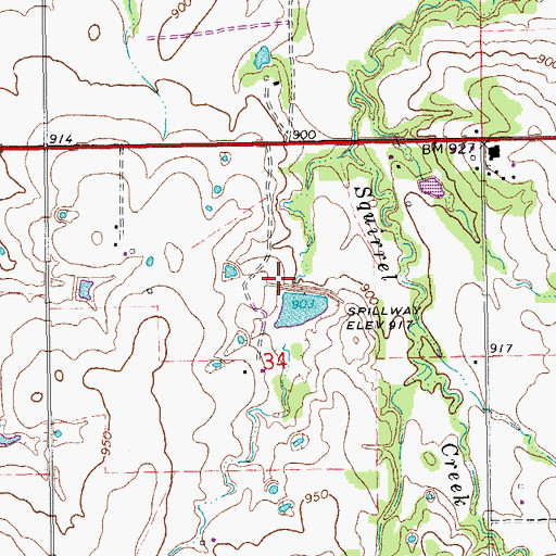 Topographic Map of Wildhorse Creek Site 76 Reservoir, OK