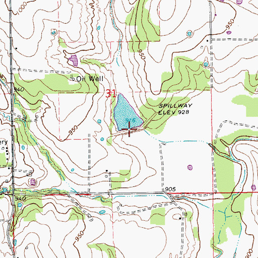 Topographic Map of Wildhorse Creek Site 117 Dam, OK