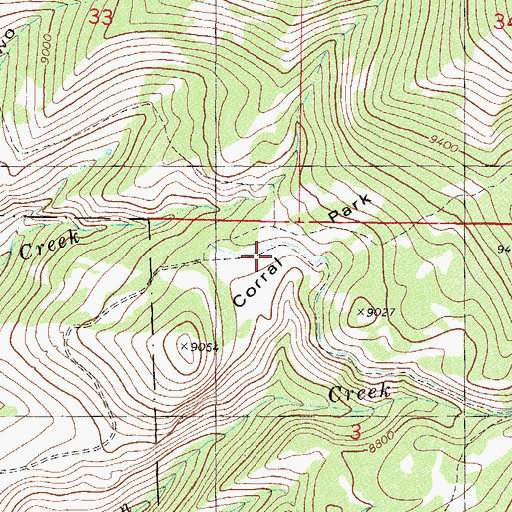 Topographic Map of Corral Park, CO