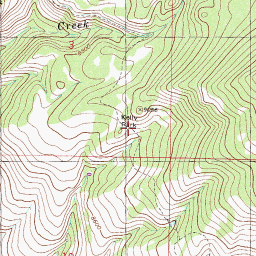 Topographic Map of Kelly Park, CO