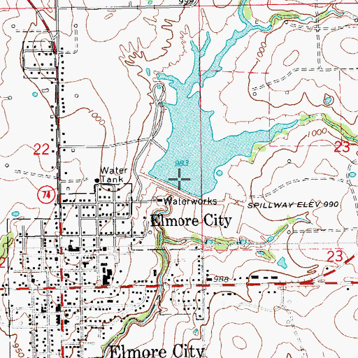 Topographic Map of Wildhorse Creek Site 107 Reservoir, OK