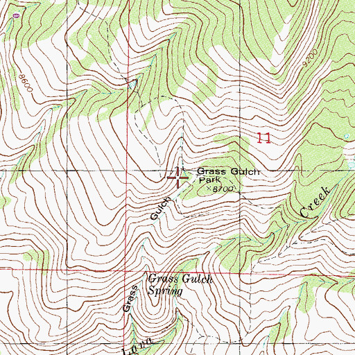 Topographic Map of Grass Gulch Park, CO