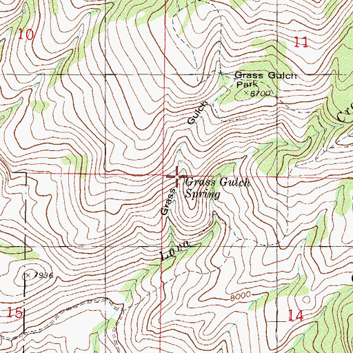 Topographic Map of Grass Gulch Spring, CO