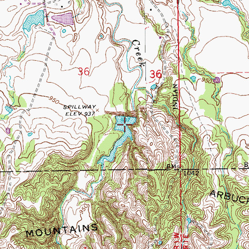 Topographic Map of Wildhorse Creek Site 3 Dam, OK