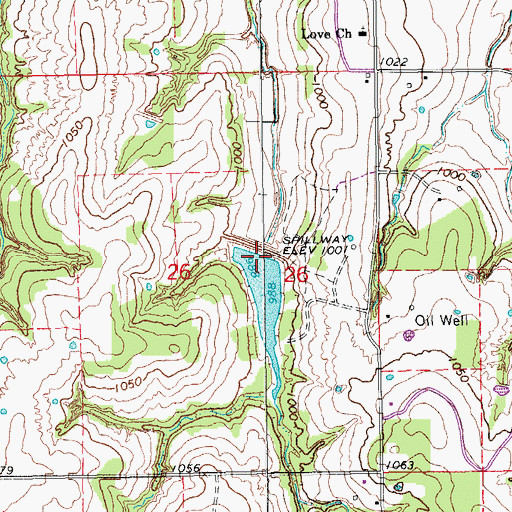 Topographic Map of Rush Creek Site 36 Reservoir, OK