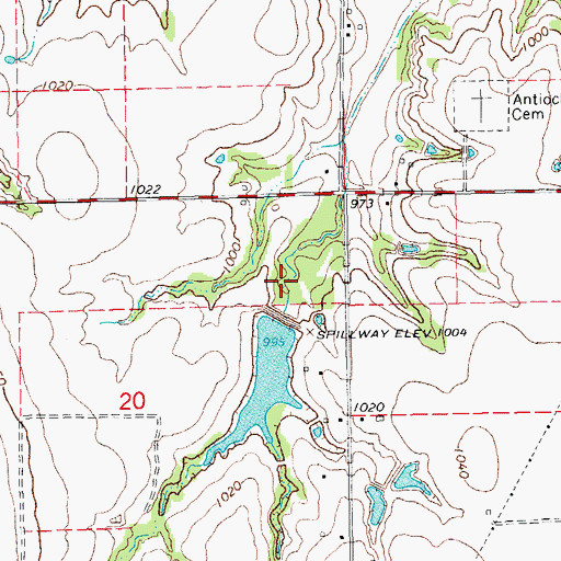 Topographic Map of Rush Creek Site 34 Dam, OK