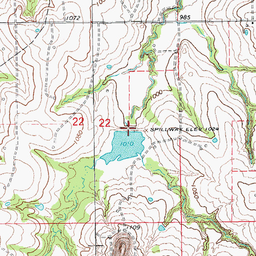 Topographic Map of Rush Creek Site 32 Dam, OK